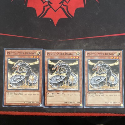 Yugioh - Proto-Cyber Dragon x 3 - 1st Edition - NM - Free Holographic Card-image
