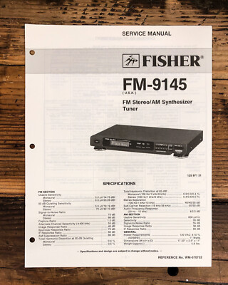 Fisher FM-9145 Tuner  Service Manual *Original*-image