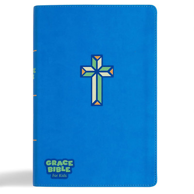 CSB Grace Bible for Kids, Blue Leathertouch, Large Print, Dyslexia-Friendly, Stu-image