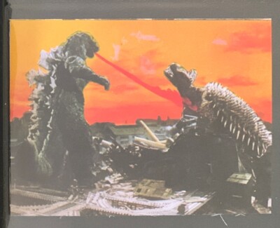 1973 vintage GODZILLA Amada Toho kaiju Card Godzilla Vs Anguirus #4-image