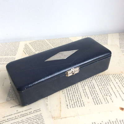 1900 Dark Blue Leather Writing Box-image