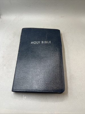 Holy Bible KJV Red Letter Reference Navy Bonded Leather Pre-owned 1994-image