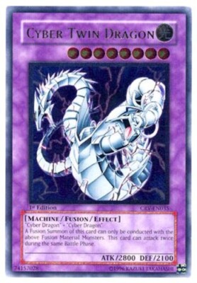 Lightly Played, English - 1 x YGO Cyber Twin Dragon - CRV-EN035 - Ultimate Rare -image