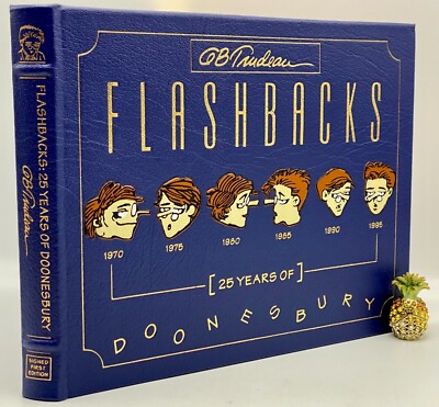 ✍️SIGNED 1ST FLASHBACKS DOONESBURY Cartoons Easton Press Collectors Edition RARE-image