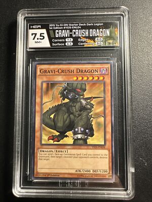 YuGiOh Gravi Crush Dragon ENL04 1st Edition Starter Deck Dark Legion HGA 7.5 NM+-image
