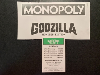 Monopoly Godzilla  BLACK HOLE PLANET 3  Title Deed Card Game Replacement Piece-image