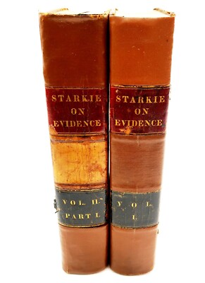 1842 STARKIE ON EVIDENCE 2 Volumes Leather Bound Books by Benjamin Gerhard-image