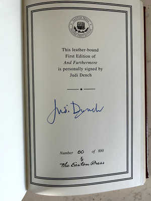 AND FURTHERMORE by Dame Judi Dench SIGNED 1st Edition w/ COA-image