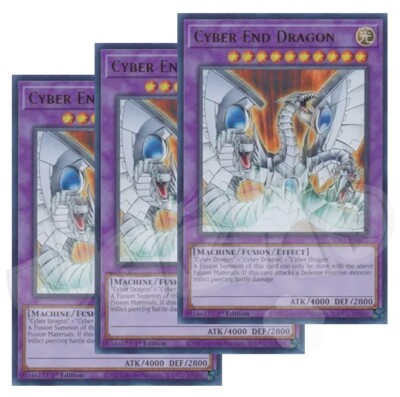Yugioh - Cyber End Dragon x 3 - 1st Edition Ultra Rare LP - Free Holo Card-image