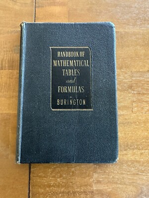 Handbook of Mathematical Tables and Formulas Vintage Book Burington 1942 2nd Ed.-image