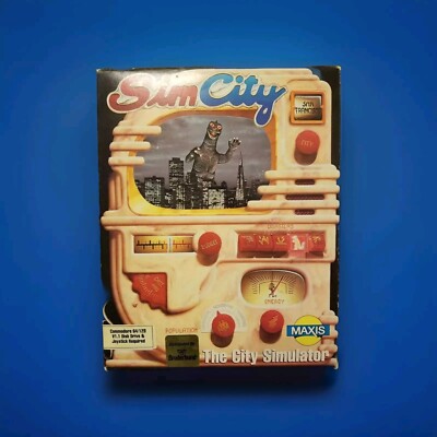 Sim City v1.1 for Commodore 64/128 Complete In Box CIB Godzilla Cover Rare-image
