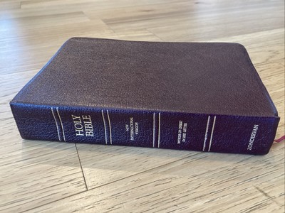 NIV Large Print Reference Bible 1986 Burgundy Bonded Leather 1984 Unmarked-image