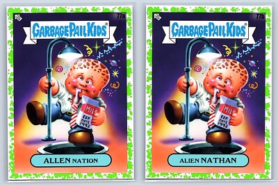 Alien Nation James Caan Garbage Pail Kids 80s Sci-Fi Spoof GREEN SP 2-Card Set-image