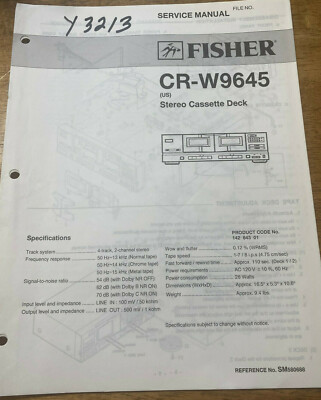 FISHER CR-W9645 STEREO CASSETTE DECK ORIGINAL SERVICE REPAIR MANUAL -image