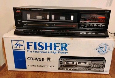 FISHER CR-W56 B/STEREO CASSETTE DECK/PARTS ONLY/EX CONDITION/WITH BOX/POWERS ON-image