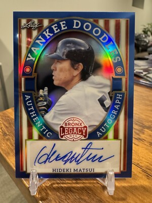 2024 Leaf Bronx Legacy Auto #/7 Hideki Matsui Godzilla Yankee Doodles Refractor-image