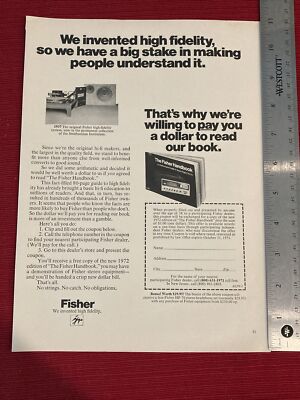 Fisher Stereo High Fidelity Handbook 1971 Print Ad Great To Frame!-image