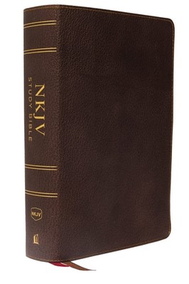 NKJV Study Bible, Premium Calfskin Leather, Brown, Full-Color, Comfort Print: Th-image