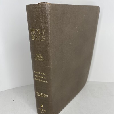 HOLY BIBLE KJV Giant Print Edition Red Letter Nelson 5441 Leather 1976-image