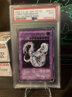YUGIOH 1ST ED CRV-EN035 CYBER TWIN DRAGON ULTIMATE RARE PSA 9 MINT -image