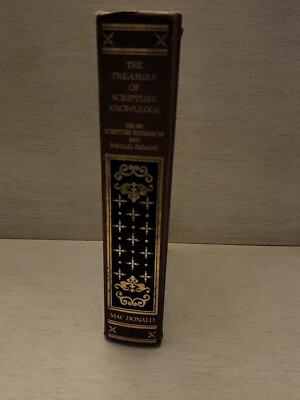 The Treasury of Scripture Knowledge 1982 Brown And Gold Leather MacDonald HC Vtg-image
