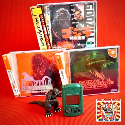 Godzilla Lot 4 Set Sega Saturn SS Dreamcast Visual Memory w/Figure Generations-image