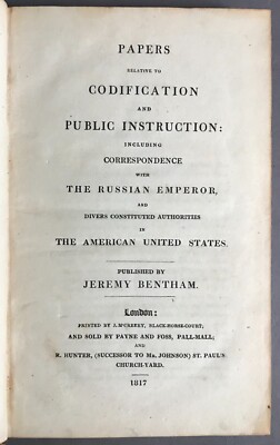 Papers Relative to Codification and Public Instruction   Jeremy Bentham   1817-image