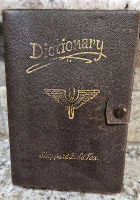 Antique 1943 Dictionary, Leather Bound With Snap. Sheppard Field, Tex.-image
