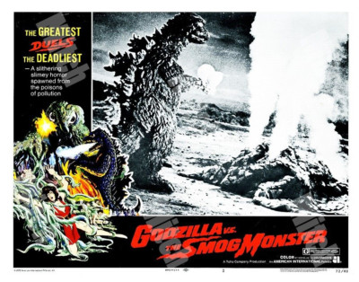 GODZILLA VS THE SMOG MONSTER 1972 11X14 BATTLES SLIME OOZE GAS LOBBY CARD # 2-image