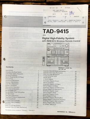 Fisher TAD-9415 Stereo  Service Manual *Original*-image