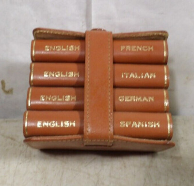 Vintage Burgess/Bowes Midget Translation Dictionaries 4 Leatherette Mini Books-image