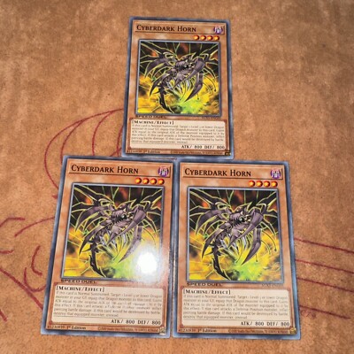 🔥 3x YUGIOH Cyberdark Horn SGX1-ENG05 Common PLAYSET SPEED DUEL NM 1ST ED-image