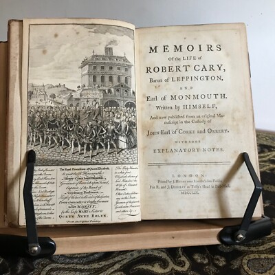 1759 Memoirs of the Life of Robert Cary, Barron of Leppington, - Full Leather-image