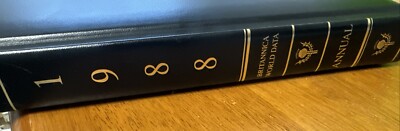 1988 Encyclopedia Britannica Annual Book of the Year World Data Padded Leather-image