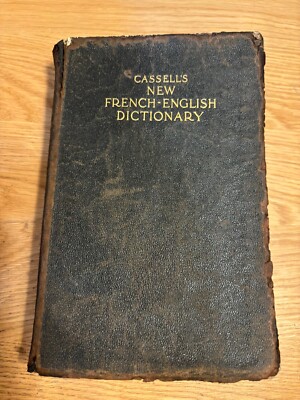 Antique Cassell's French Dictionary, Funk & Wagnalls 1903 Soft Leather Aged-image