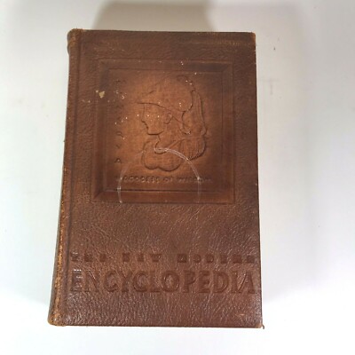 1944 Book New Modern Encyclopedia with WWII References Leather Bound-image