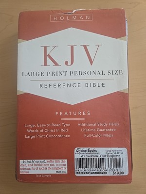 KJV Large Print Personal Size Reference Bible Saddle Brown Leather Touch King-image