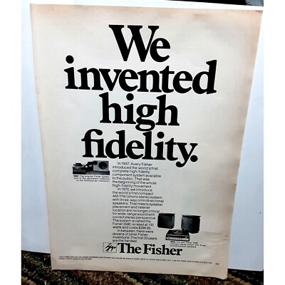 1970 Fisher We Invented High Fidelity Stereo Vintage Print Ad-image