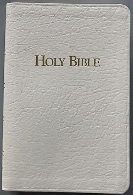KJV Personal Reference Bible White Bonded Leather Red Letter VG+-image