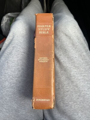 Harper Study Bible Revised Standard Version Zondervan Tan Leather 1971 Lindsell-image