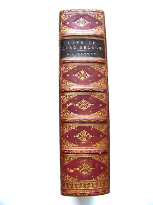 BEAUTIFUL 1891 U.K. Edition THE PUBLIC & PRIVATE LIFE OF HORATIO NELSON Leather-image
