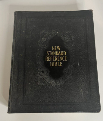 VTG 1936 New Standard Reference Holy Bible Cyclopedic Indexed Hertel Blue Ribbon-image