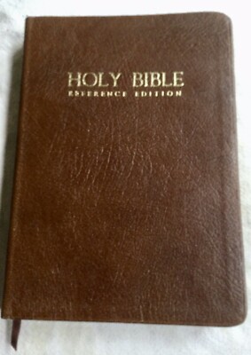 Holy Bible Reference Edition KJV 1972 Genuine Leather Bound, Gold Trim Vintage-image