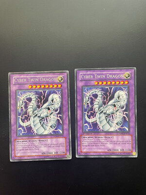 Yugioh Cyber Twin Dragon DP04-EN011 Rare Mixed Editions Damaged X2-image