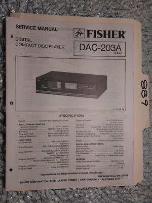 Fisher dac-203 a service manual original repair book stereo cd player-image