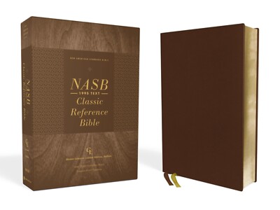 NASB 1995 Classic Reference Bible Premium Brown Buffalo Leather Cover-image
