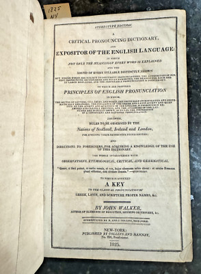 John Walker, Critical Pronouncing Dictionary/Expositor, NY, 1825-image