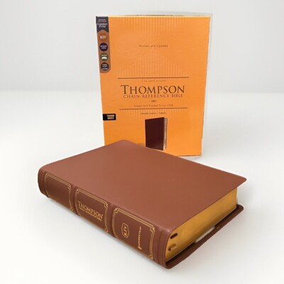 KJV Thompson Chain-Reference Bible, Genuine Calfskin Leather Brown, Indexed, NEW-image