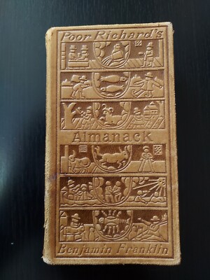 ANTIQUE BENJAMIN FRANKLIN POOR RICHARD’S ALMANACK LEATHER 1898 EDITION RARE BOOK-image