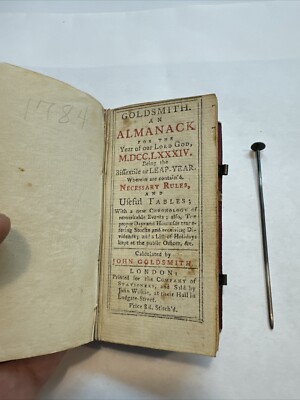 A-669 18th Century Georgian Regency Period John Goldsmith Almanack 1784.-image
